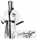 James Smith Signed Title White Full Length Boxing Robe w/Bonecrusher, Champ 86-87 - SMIROB500 - James Smith Signed Title White Full Length Boxing Robe w/Bonecrusher, Champ 86-87 product image
