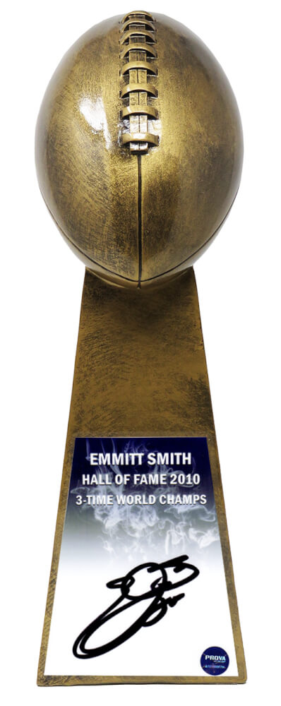 Emmitt Smith Signed Football World Champion 15 Inch Replica Gold Trophy - SMITRO302 - Emmitt Smith Signed Football World Champion 15 Inch Replica Gold Trophy product image