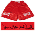 James Smith Signed Red Boxing Trunks w/Bonecrusher (JSA) - SMITRU500 - James Smith Signed Red Boxing Trunks w/Bonecrusher (JSA) product image
