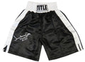 James Smith Signed Title Black With White Trim Boxing Trunks w/Bonecrusher, Champion 86-87 - SMITRU502 - James Smith Signed Title Black With White Trim Boxing Trunks w/Bonecrusher, Champion 86-87 product image