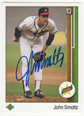 John Smoltz Signed Atlanta Braves 1989 Upper Deck Baseball Rookie Card #17 - SMOCAR100 - John Smoltz Signed Atlanta Braves 1989 Upper Deck Baseball Rookie Card #17 product image