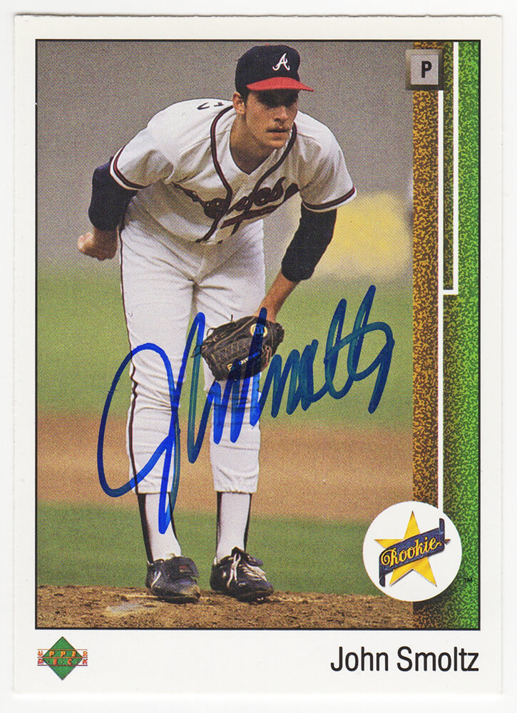 John Smoltz Signed Atlanta Braves 1989 Upper Deck Baseball Rookie Card #17 - SMOCAR100 - John Smoltz Signed Atlanta Braves 1989 Upper Deck Baseball Rookie Card #17 product image