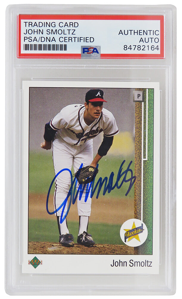 John Smoltz Signed Atlanta Braves 1989 Upper Deck Baseball Rookie Card #17 (PSA Encapsulated) - SMOCAR101 - John Smoltz Signed Atlanta Braves 1989 Upper Deck Baseball Rookie Card #17 (PSA Encapsulated) product image