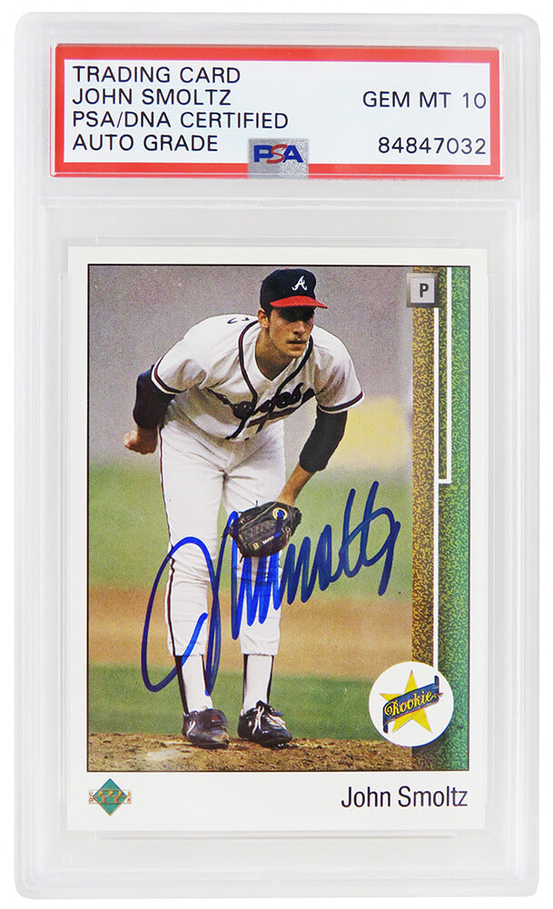 John Smoltz Signed Atlanta Braves 1989 Upper Deck Baseball Rookie Card #17 (PSA Encapsulated - Auto Grade 10) - SMOCAR102 - John Smoltz Signed Atlanta Braves 1989 Upper Deck Baseball Rookie Card #17 (PSA Encapsulated - Auto Grade 10) product image