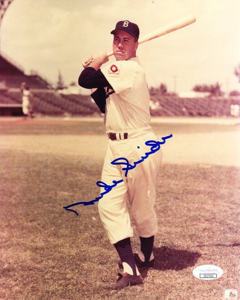 Duke Snider Signed Dodgers Swinging Pose 8x10 Photo (JSA) - SNI08P101 - Duke Snider Signed Dodgers Swinging Pose 8x10 Photo (JSA) product image