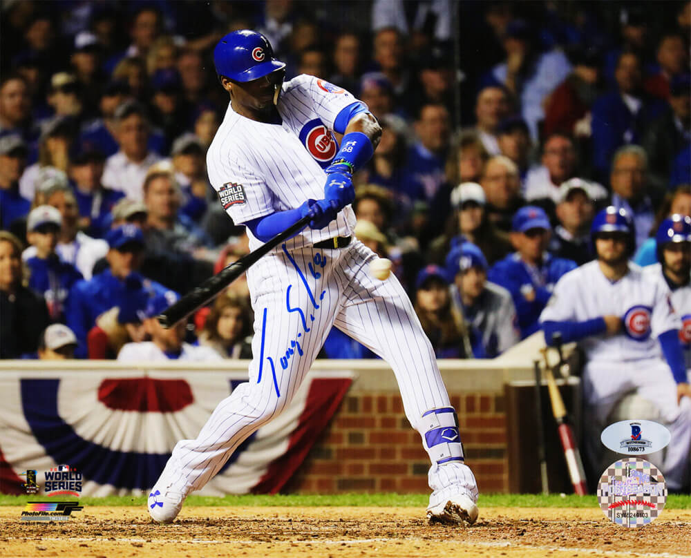 Jorge Soler Signed Chicago Cubs 2016 World Series Swinging Action 8x10 Photo - SOL08P103 - Jorge Soler Signed Chicago Cubs 2016 World Series Swinging Action 8x10 Photo product image