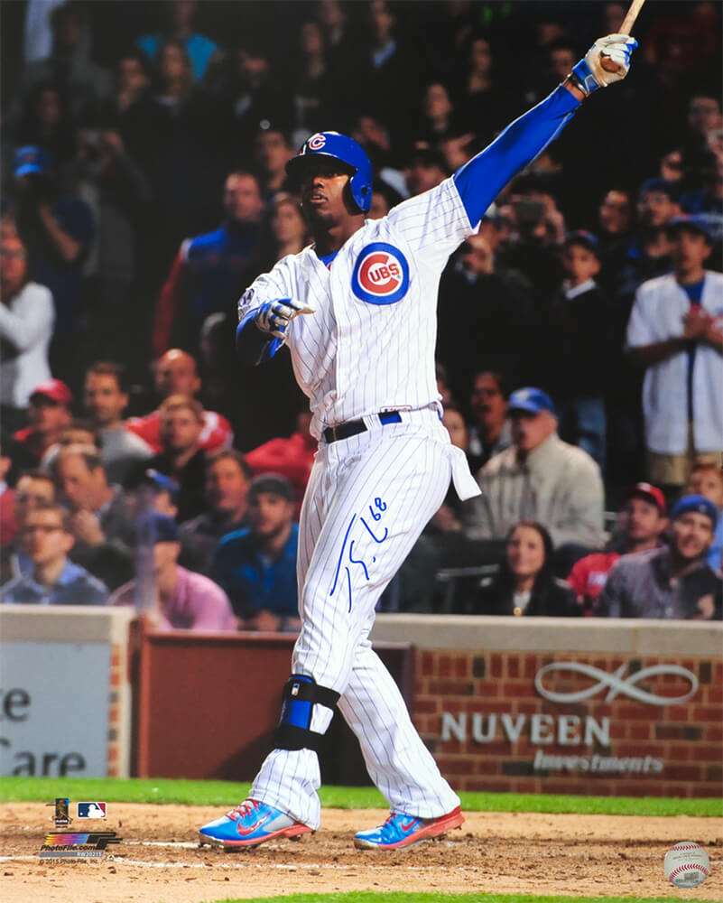 Jorge Soler Signed Chicago Cubs White Pinstripe Jersey Batting Action 16x20 Photo - SOL16P107 - Jorge Soler Signed Chicago Cubs White Pinstripe Jersey Batting Action 16x20 Photo product image