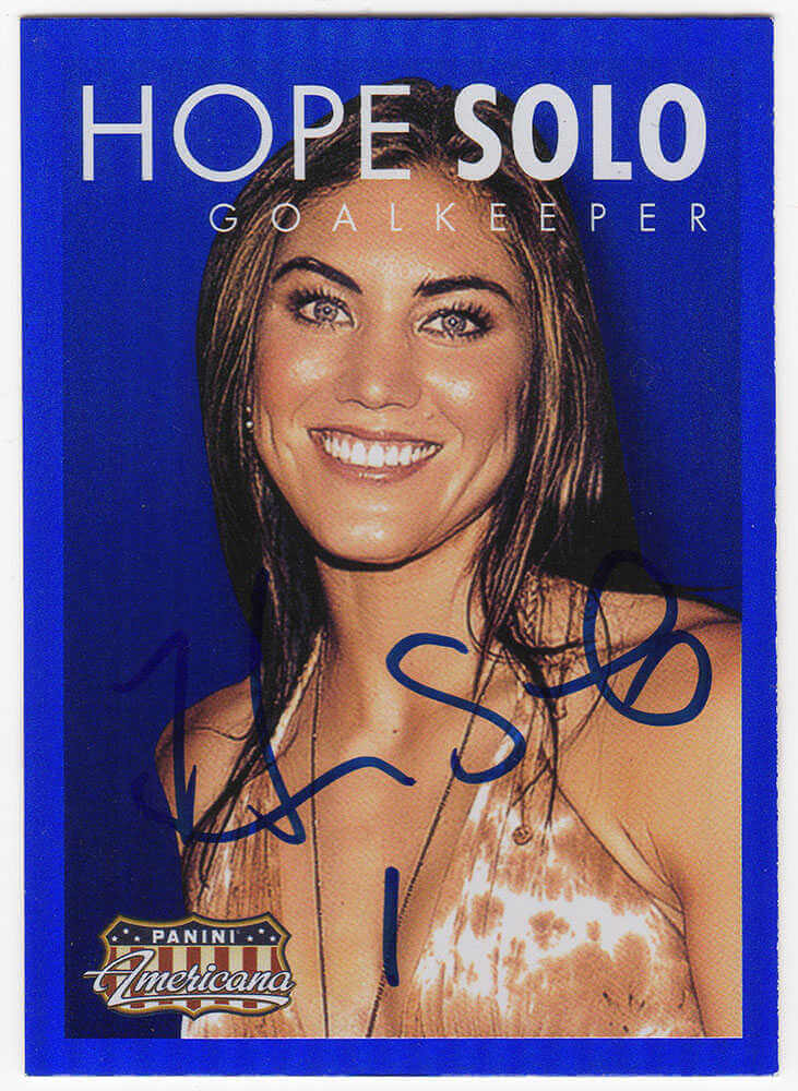 Hope Solo Signed 2015 Panini Americana Blue Trading Card #6 - SOLCAR503 - Hope Solo Signed 2015 Panini Americana Blue Trading Card #6 product image