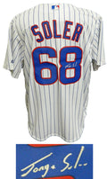 Jorge Soler Signed Chicago Cubs White Pinstripe Majestic Replica Jersey - SOLJRY103 - Jorge Soler Signed Chicago Cubs White Pinstripe Majestic Replica Jersey product image