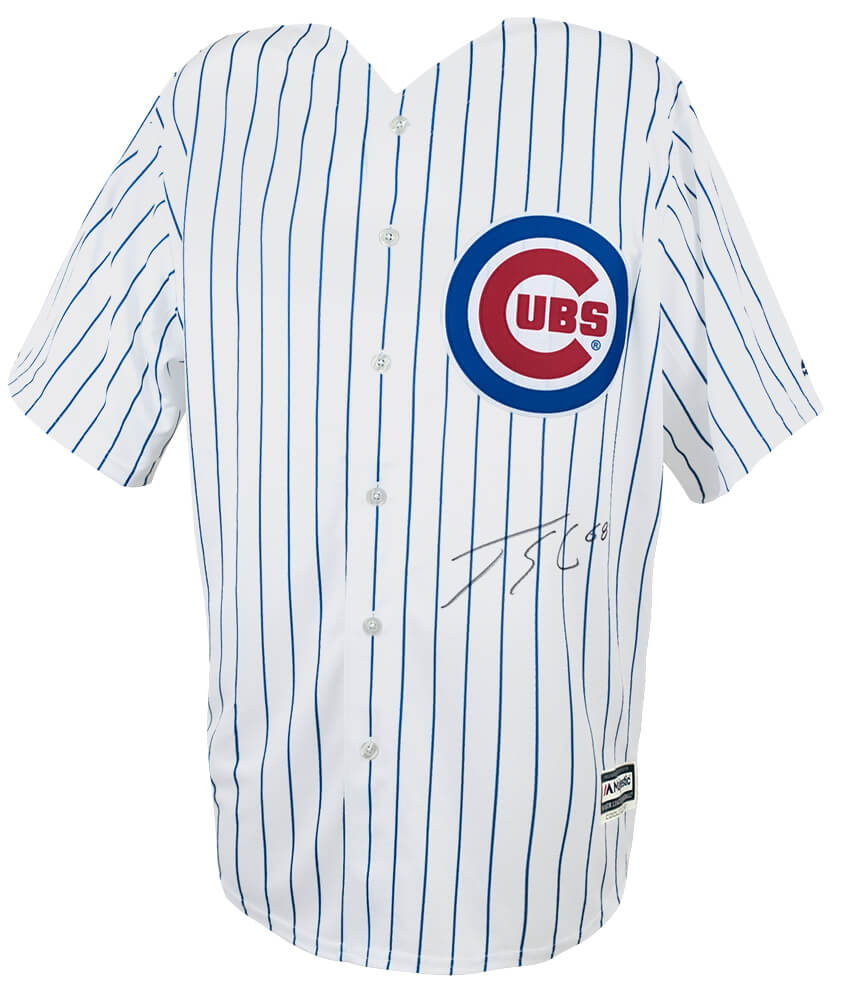 Jorge Soler Signed Chicago Cubs White Pinstripe Majestic Replica Baseball Jersey - SOLJRY106 - Jorge Soler Signed Chicago Cubs White Pinstripe Majestic Replica Baseball Jersey product image