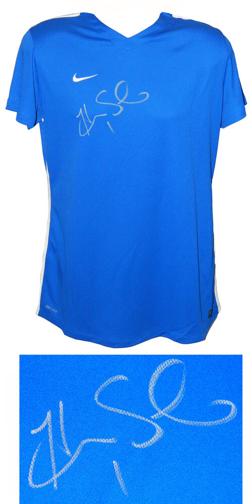 Hope Solo Signed Nike Blue Soccer Jersey - SOLJRY503 - Hope Solo Signed Nike Blue Soccer Jersey product image