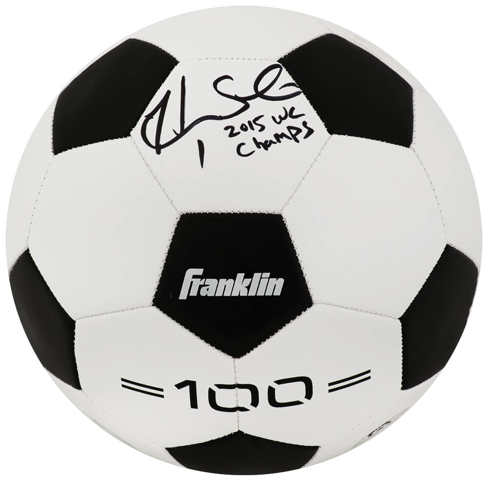 Hope Solo Signed Black & White Franklin Soccer Ball w/2015 WC Champs - SOLSCR504 - Hope Solo Signed Black & White Franklin Soccer Ball w/2015 WC Champs product image