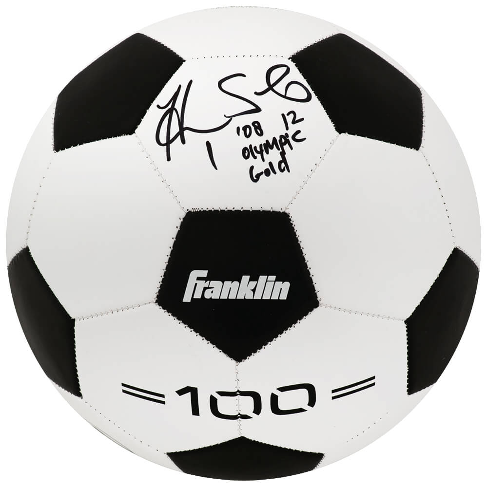 Hope Solo Signed Black & White Franklin Soccer Ball w/08, 12 Olympic Gold - SOLSCR505 - Hope Solo Signed Black & White Franklin Soccer Ball w/08, 12 Olympic Gold product image