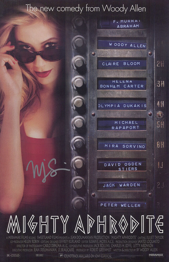 Mira Sorvino Signed Mighty Aphrodite 11x17 Movie Poster - SORPST500 - Mira Sorvino Signed Mighty Aphrodite 11x17 Movie Poster product image