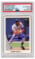 Sammy Sosa Signed Chicago White Sox 1990 Leaf Baseball Trading Card #220 - (PSA Encapsulated) - SOSCAR101 - Sammy Sosa Signed Chicago White Sox 1990 Leaf Baseball Trading Card #220 - (PSA Encapsulated) product image