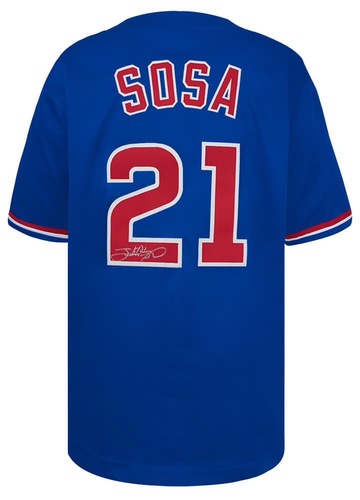Sammy Sosa Signed Blue Custom Baseball Jersey - SOSJRY101 - Sammy Sosa Signed Blue Custom Baseball Jersey product image