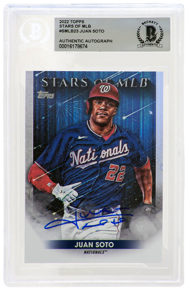 Juan Soto Signed 2022 Topps Stars of MLB Baseball Trading Card #SMLB23 - (Beckett Encapsulated) - SOTCAR110 - Juan Soto Signed 2022 Topps Stars of MLB Baseball Trading Card #SMLB23 - (Beckett Encapsulated) product image