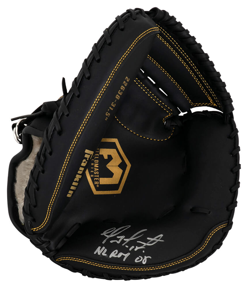 Geovany Soto Signed Franklin Black Baseball Catchers Glove w/NL ROY 08 - SOTGLV101 - Geovany Soto Signed Franklin Black Baseball Catchers Glove w/NL ROY 08 product image