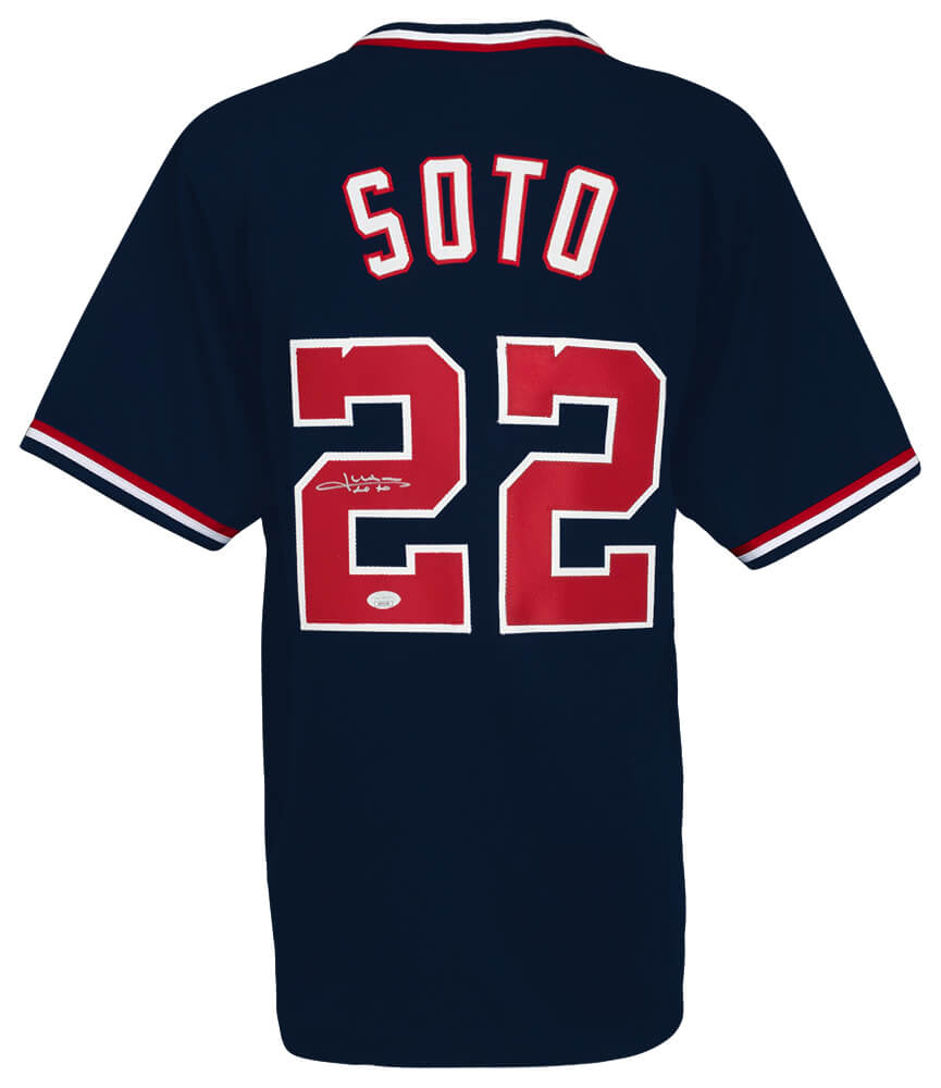 Juan Soto Signed Navy Custom Baseball Jersey - (JSA) - SOTJRY110 - Juan Soto Signed Navy Custom Baseball Jersey - (JSA) product image
