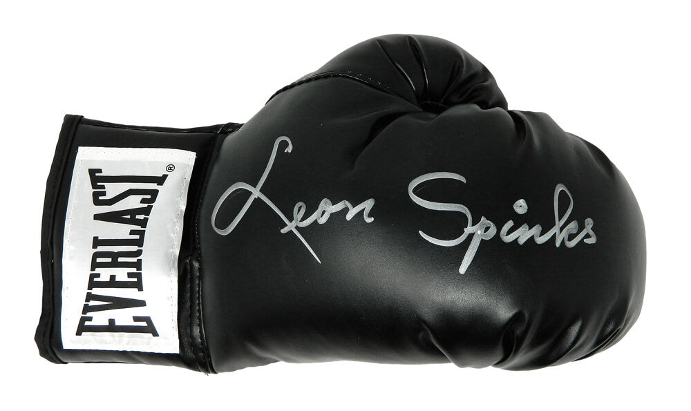 Leon Spinks Signed Everlast Black Boxing Glove - SPIGLV501 - Leon Spinks Signed Everlast Black Boxing Glove product image