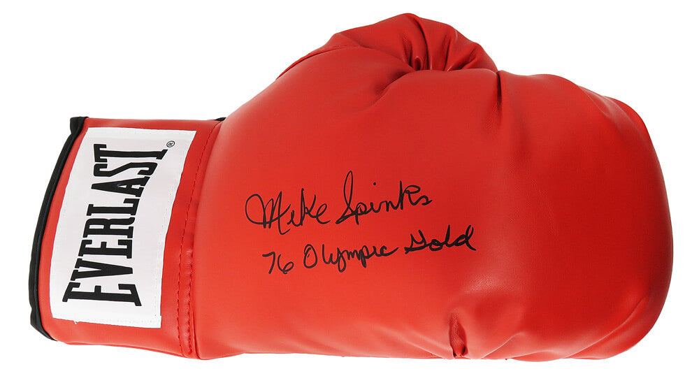 Michael (Mike) Spinks Signed Everlast Red Boxing Glove w/76 Olympic Gold - SPIGLV512 - Michael (Mike) Spinks Signed Everlast Red Boxing Glove w/76 Olympic Gold product image