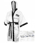 Michael (Mike) Spinks Signed Title White Boxing Robe w/Jinx - SPIROB510 - Michael (Mike) Spinks Signed Title White Boxing Robe w/Jinx product image