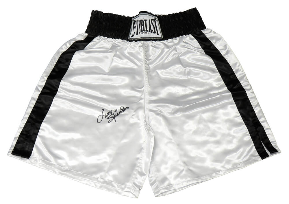 Leon Spinks Signed Everlast White Boxing Trunks - SPITRU500 - Leon Spinks Signed Everlast White Boxing Trunks product image