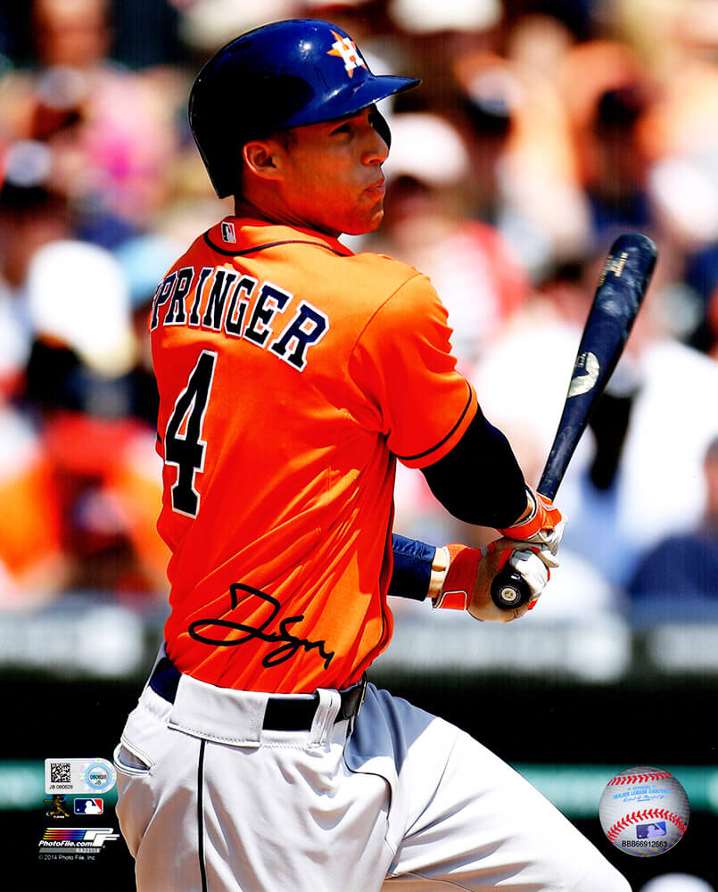George Springer Signed Houston Astros Swinging Action 8x10 Photo (MLB Hologram) - SPR08P100 - George Springer Signed Houston Astros Swinging Action 8x10 Photo (MLB Hologram) product image