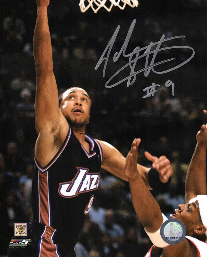 John Starks Signed Utah Jazz Navy Jersey Close Up Action 8x10 Photo - STA08P204 - John Starks Signed Utah Jazz Navy Jersey Close Up Action 8x10 Photo product image
