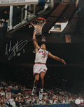 John Starks Signed New York Knicks White Jersey Action 16x20 Photo - STA16P200 - John Starks Signed New York Knicks White Jersey Action 16x20 Photo product image