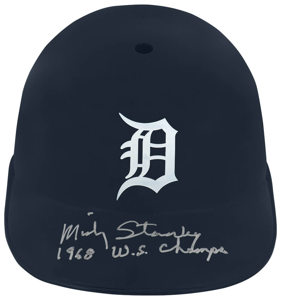 Mickey Stanley Signed Detroit Tigers Replica Souvenir Batting Helmet w/68 WS Champs - STABTH100 - Mickey Stanley Signed Detroit Tigers Replica Souvenir Batting Helmet w/68 WS Champs product image