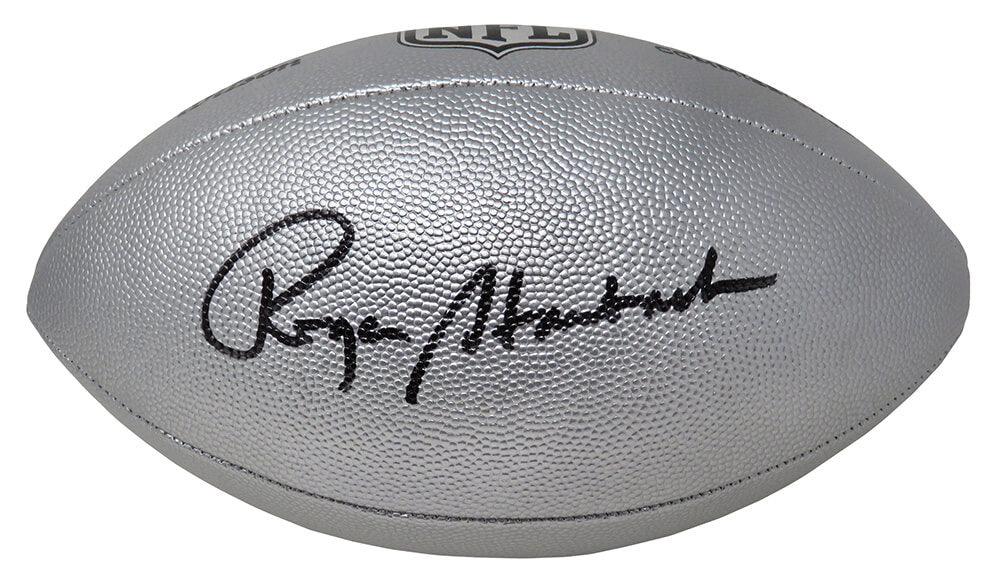Roger Staubach Signed Wilson Duke Silver Metallic NFL Full Size Replica Football - STAFTB312 - Roger Staubach Signed Wilson Duke Silver Metallic NFL Full Size Replica Football product image