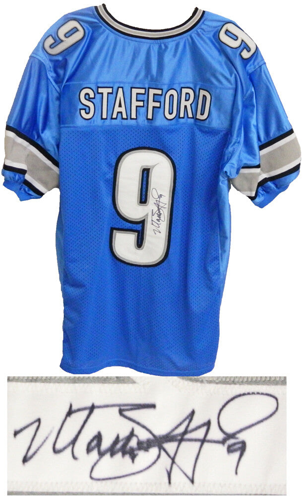Matthew Stafford Signed Blue Custom Jersey - STAJRY301 - Matthew Stafford Signed Blue Custom Jersey product image