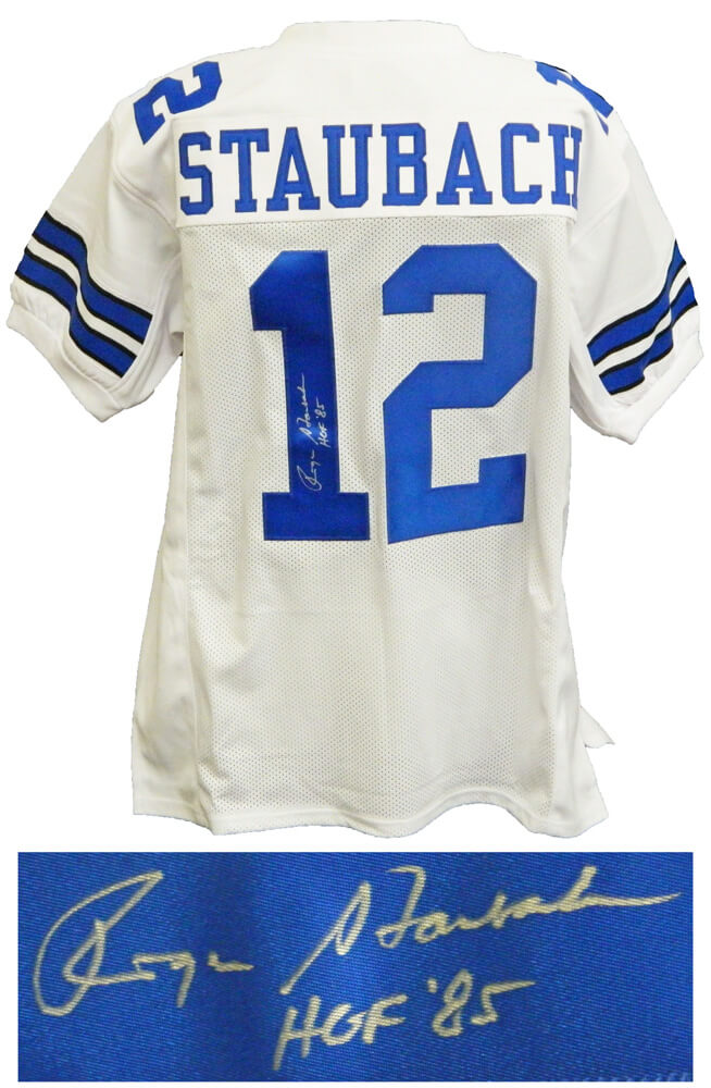Roger Staubach Signed White Custom Football Jersey - STAJRY310 - Roger Staubach Signed White Custom Football Jersey product image