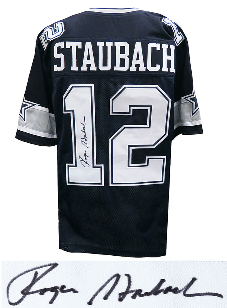 Roger Staubach Signed Navy Custom Football Jersey - STAJRY311 - Roger Staubach Signed Navy Custom Football Jersey product image
