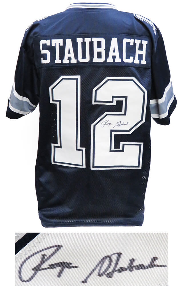 Roger Staubach Signed Navy Throwback Custom Football Jersey - STAJRY313 - Roger Staubach Signed Navy Throwback Custom Football Jersey product image