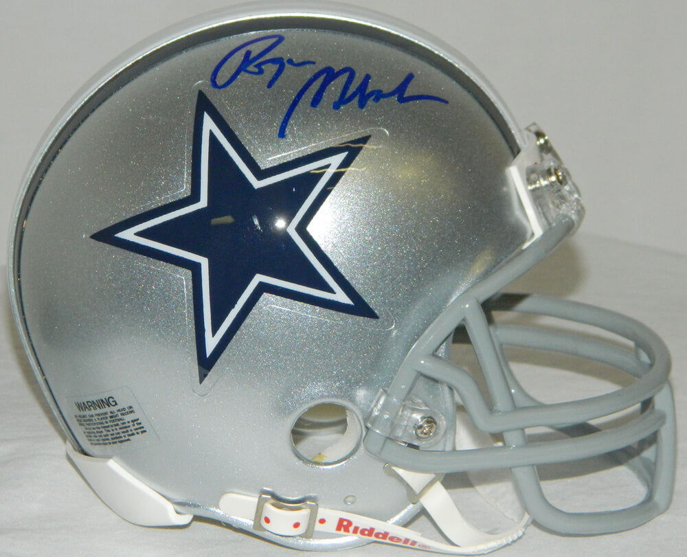 Roger Staubach Signed Cowboys Riddell Mini Helmet - STAMIN300 - Roger Staubach Signed Cowboys Riddell Mini Helmet product image