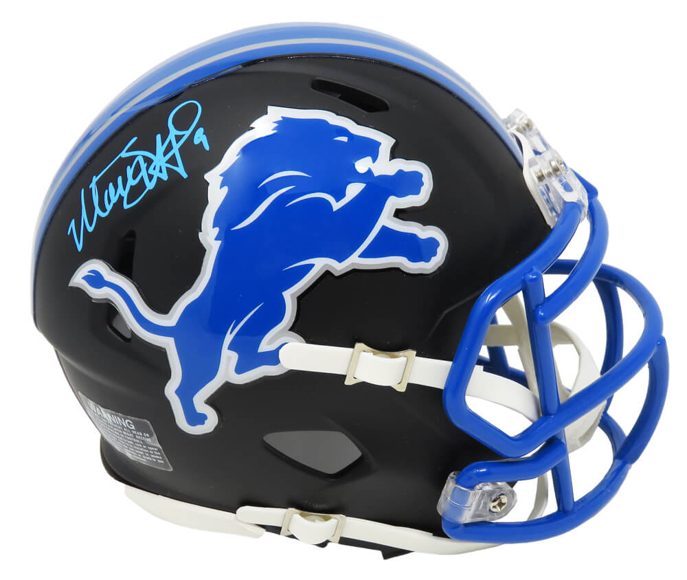 Matthew Stafford Signed Detroit Lions Flat Black Matte Riddell Speed Mini Helmet - STAMIN307 - Matthew Stafford Signed Detroit Lions Flat Black Matte Riddell Speed Mini Helmet product image