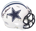 Roger Staubach Signed Dallas Cowboys Flat White Matte Riddell Speed Mini Helmet - STAMIN324 - Roger Staubach Signed Dallas Cowboys Flat White Matte Riddell Speed Mini Helmet product image