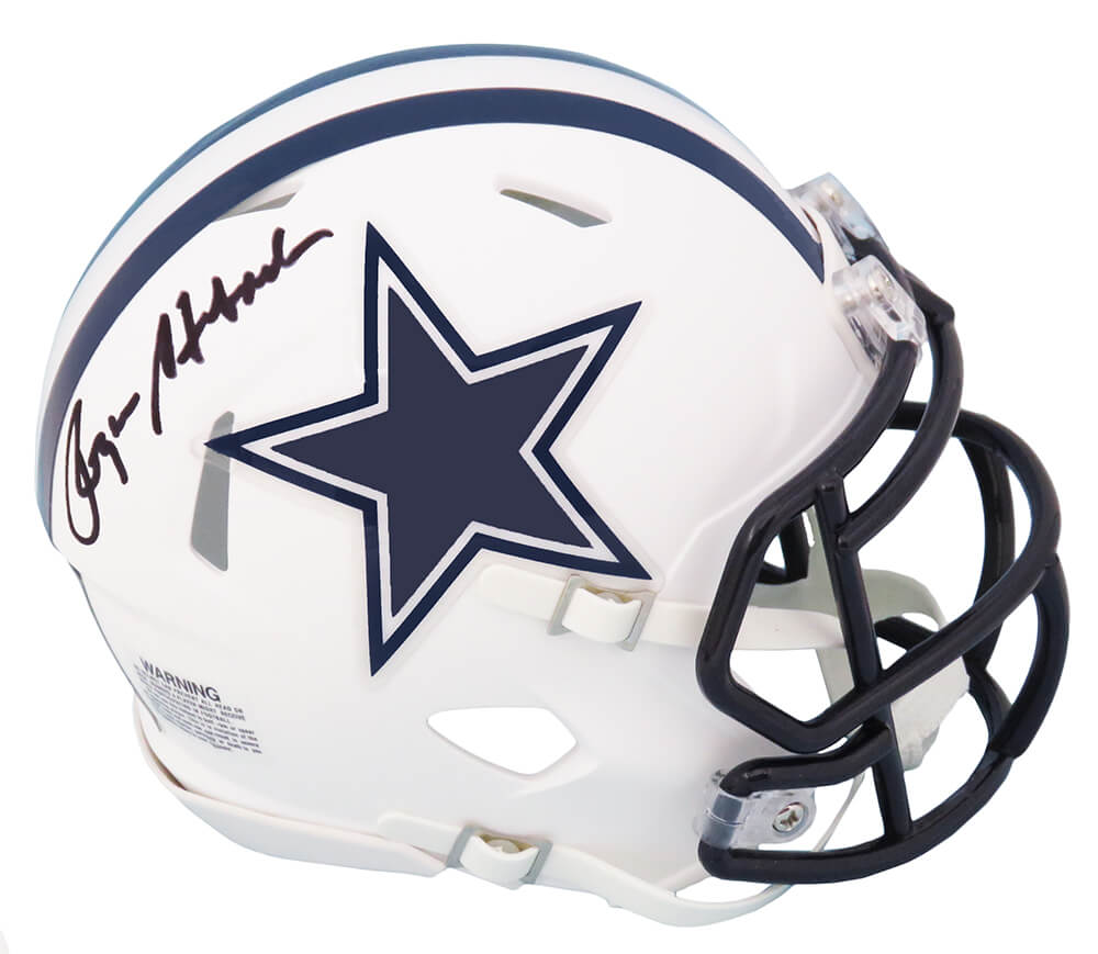 Roger Staubach Signed Dallas Cowboys Flat White Matte Riddell Speed Mini Helmet - STAMIN324 - Roger Staubach Signed Dallas Cowboys Flat White Matte Riddell Speed Mini Helmet product image