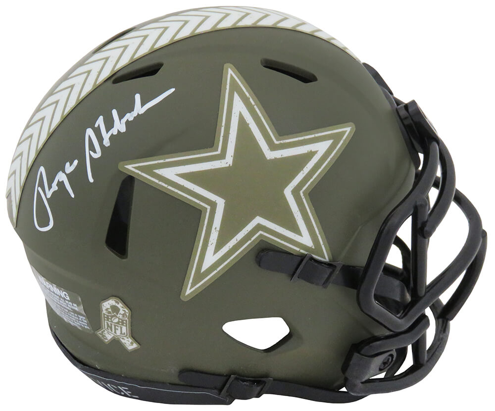 Roger Staubach Signed Dallas Cowboys Salute to Service Riddell Speed Mini Helmet - STAMIN329 - Roger Staubach Signed Dallas Cowboys Salute to Service Riddell Speed Mini Helmet product image