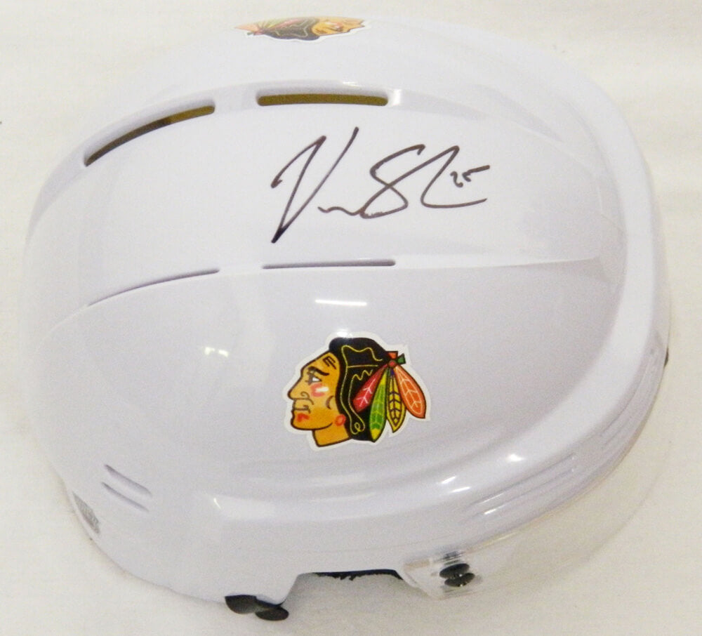 Viktor Stalberg Signed Blackhawks White Hockey Mini Helmet - STAMIN400 - Viktor Stalberg Signed Blackhawks White Hockey Mini Helmet product image