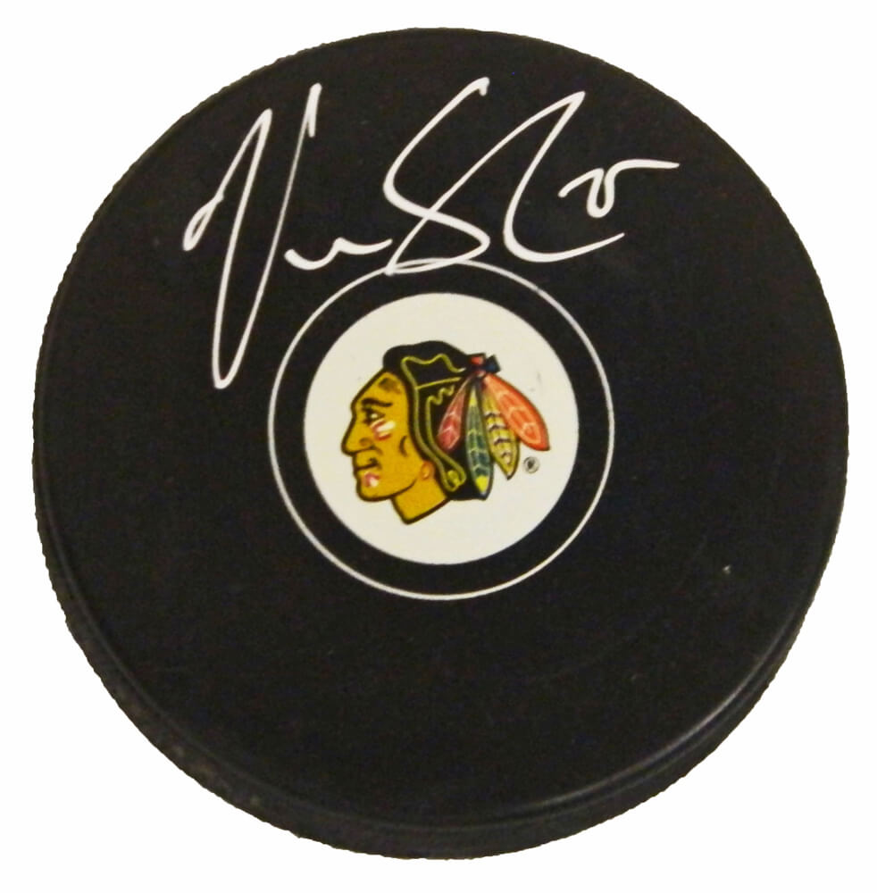 Viktor Stalberg Signed Blackhawks Logo Hockey Puck - STAPUC400 - Viktor Stalberg Signed Blackhawks Logo Hockey Puck product image