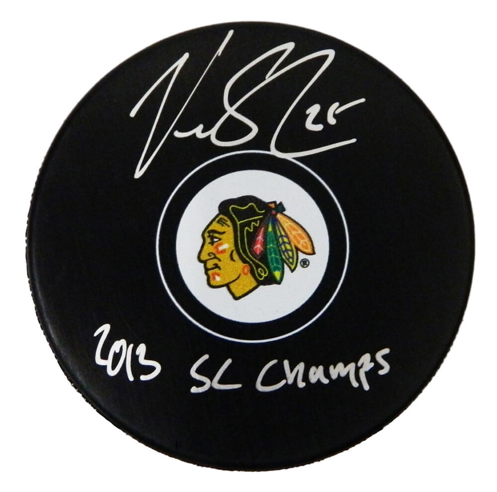 Viktor Stalberg Signed Chicago Blackhawks Logo Hockey Puck w/2013 SC Champs - STAPUC403 - Viktor Stalberg Signed Chicago Blackhawks Logo Hockey Puck w/2013 SC Champs product image