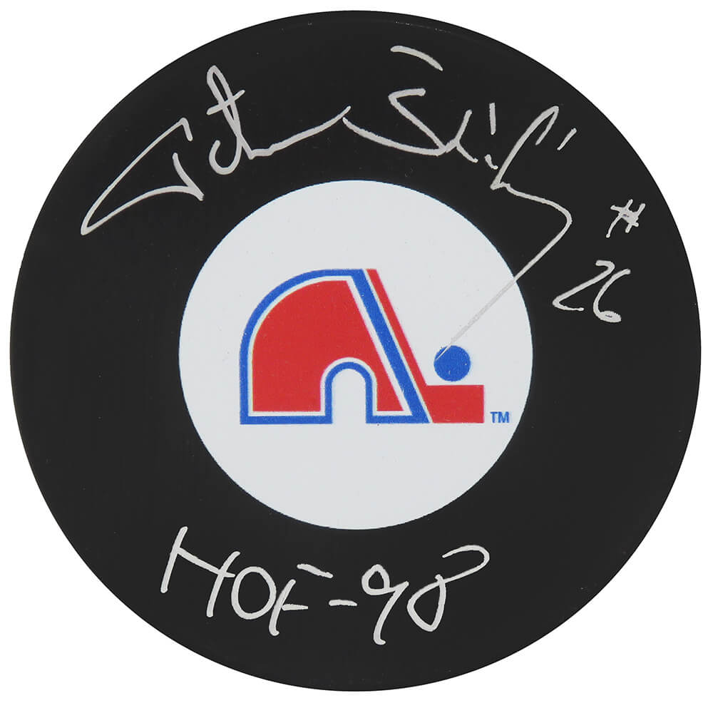 Peter Stastny Signed Quebec Nordiques Team Logo Hockey Puck w/HOF'98 - STAPUC410 - Peter Stastny Signed Quebec Nordiques Team Logo Hockey Puck w/HOF'98 product image