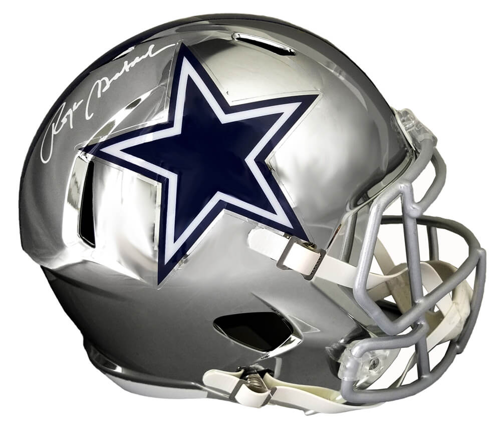 Roger Staubach Signed Dallas Cowboys Chrome Riddell Full Size Replica Helmet - STAREP310 - Roger Staubach Signed Dallas Cowboys Chrome Riddell Full Size Replica Helmet product image