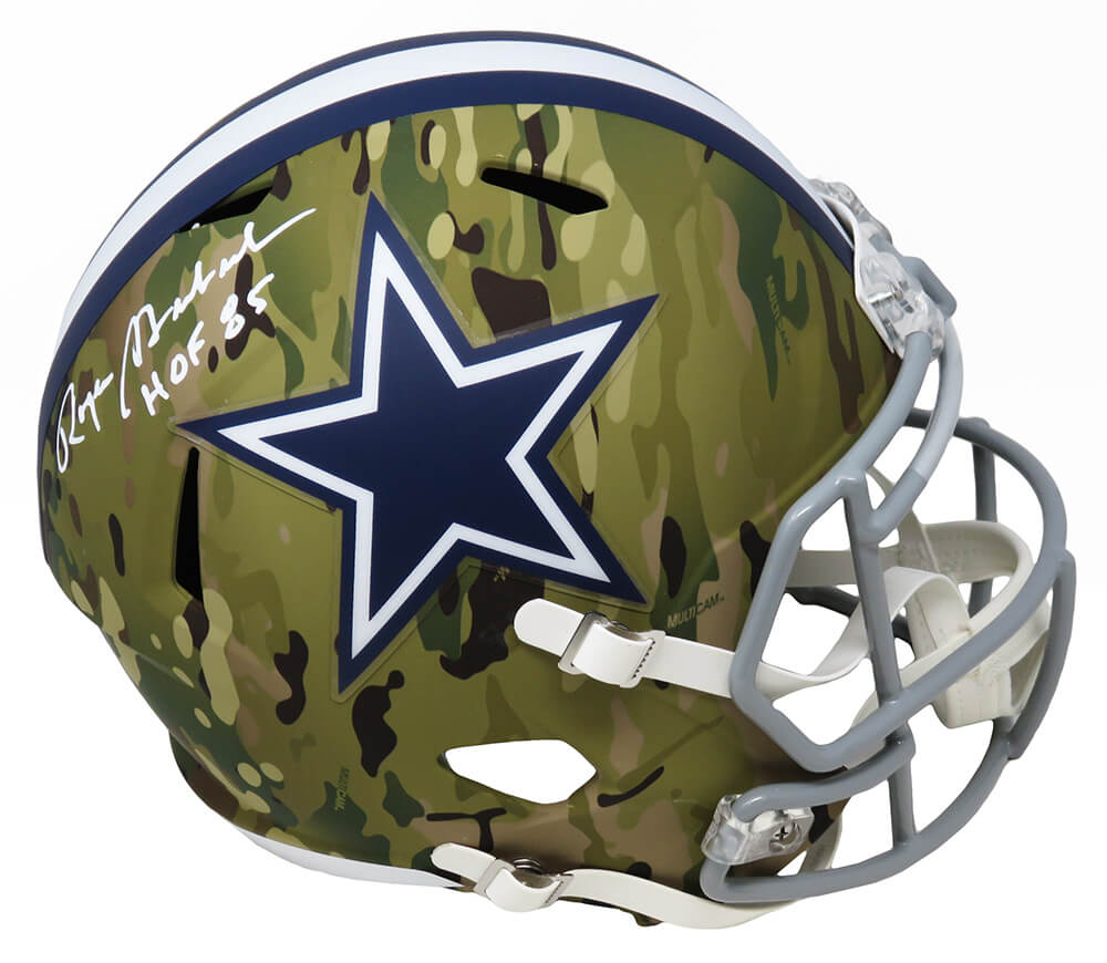 Roger Staubach Signed Dallas Cowboys CAMO Riddell Full Size Speed Replica Helmet w/HOF'85 - STAREP315 - Roger Staubach Signed Dallas Cowboys CAMO Riddell Full Size Speed Replica Helmet w/HOF'85 product image
