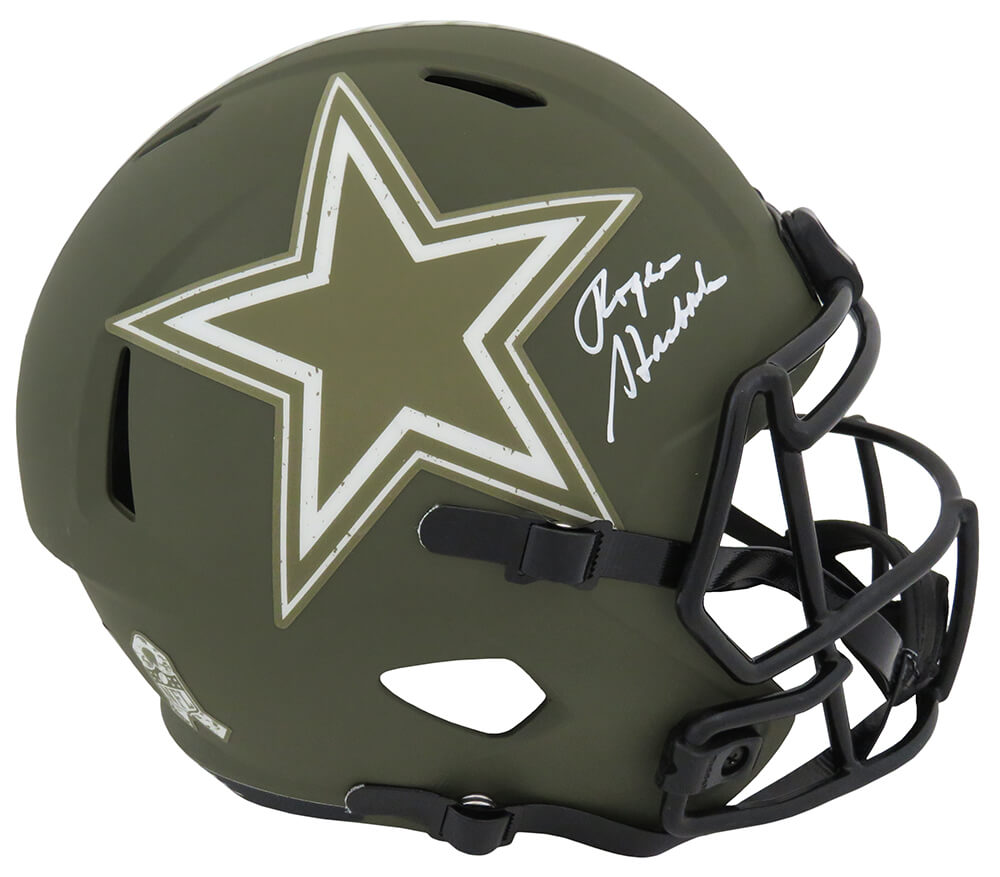 Roger Staubach Signed Dallas Cowboys Salute to Service Riddell Full Size Speed Replica Helmet - STAREP320 - Roger Staubach Signed Dallas Cowboys Salute to Service Riddell Full Size Speed Replica Helmet product image
