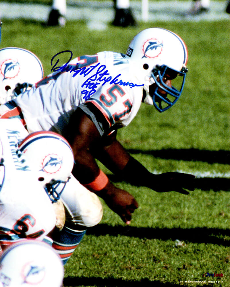 Dwight Stephenson Signed Miami Dolphins 8x10 Photo w/HOF'98 - STE08P310 - Dwight Stephenson Signed Miami Dolphins 8x10 Photo w/HOF'98 product image