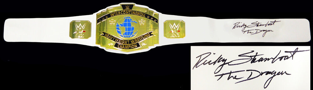 Ricky Steamboat Signed WWE Intercontinental Championship White Replica Belt w/The Dragon - STEBLT500 - Ricky Steamboat Signed WWE Intercontinental Championship White Replica Belt w/The Dragon product image